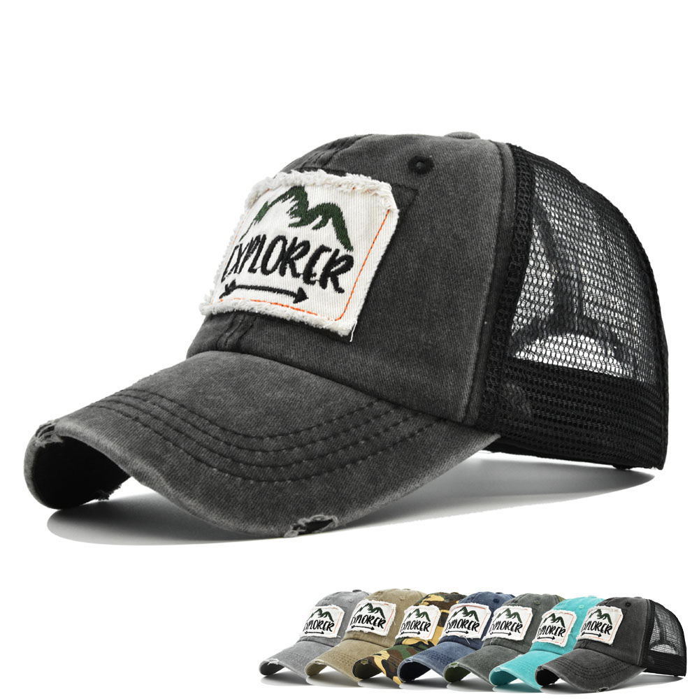 Visor Sun Hat - Streetwear Letter Geborduurde Mesh Baseball Cap