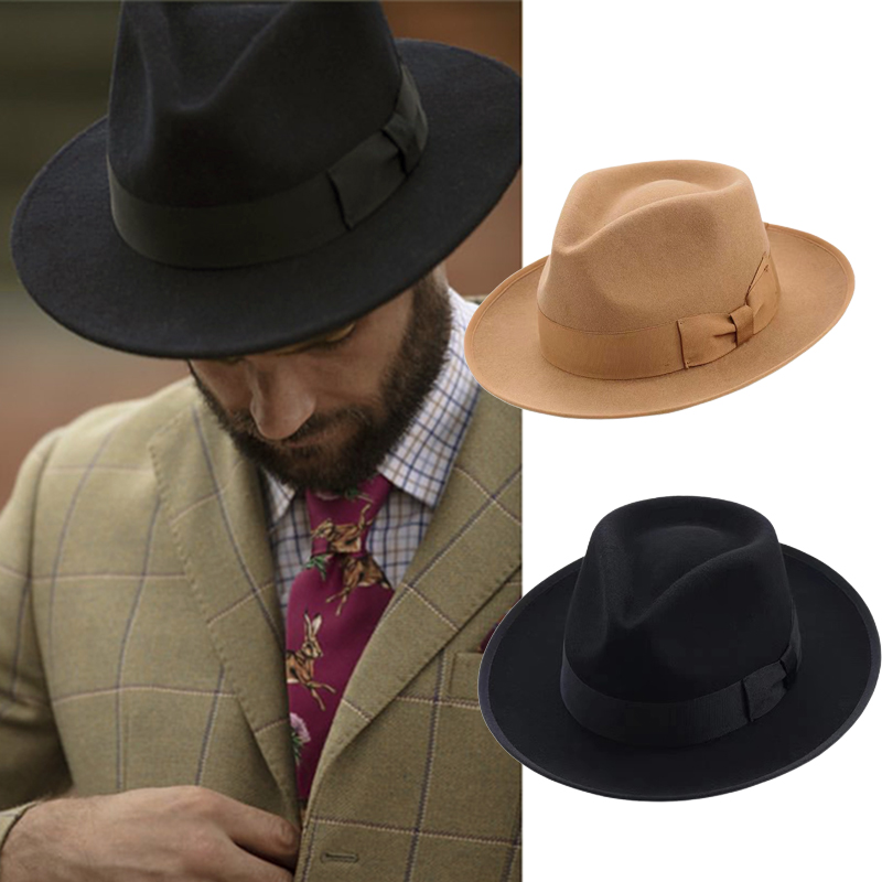 Fedora Hat Wool - Zwarte Fedora Hoed Unisex Wide Brim
